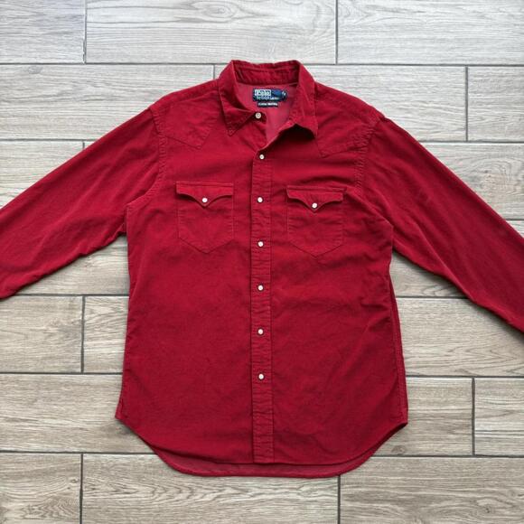Y2K Polo Ralph Lauren Red Classic Western Button Up Shirt - Picture 1 of 8